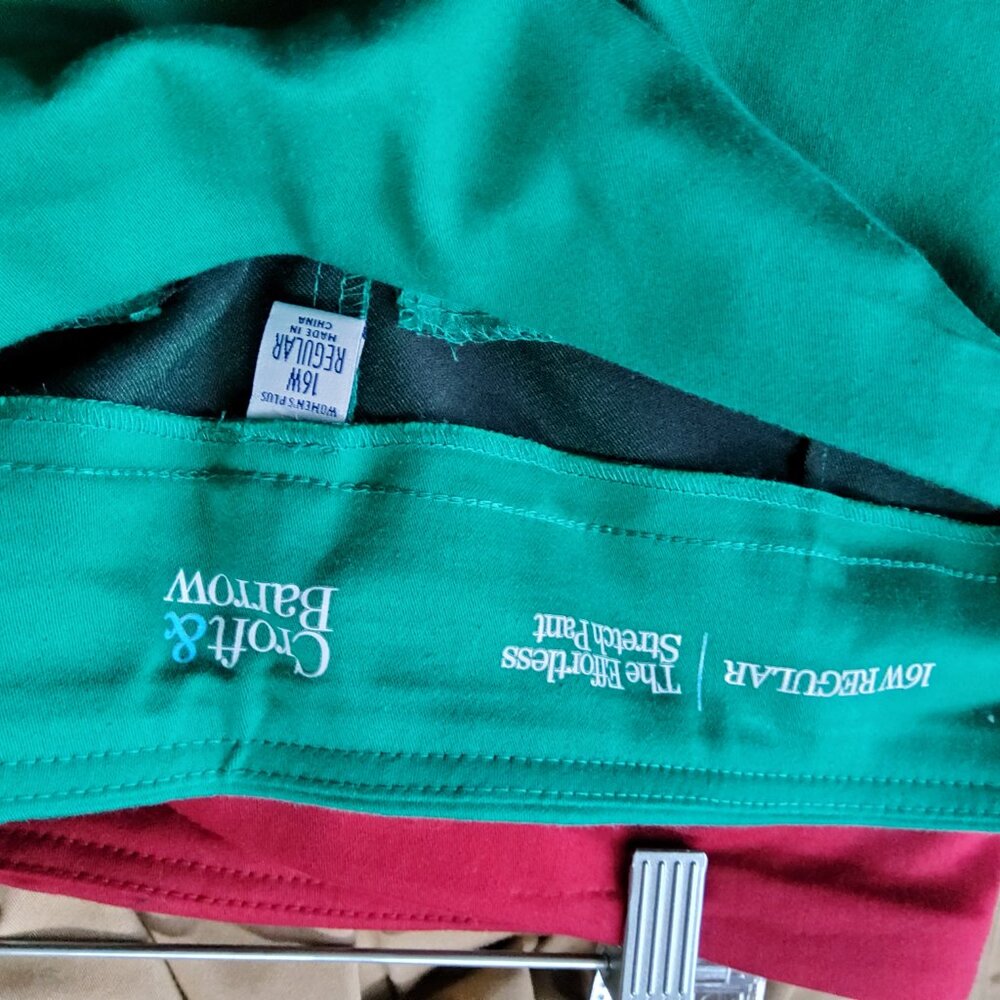 Green Effortless stretch pants size 16W Croft and Barrow - Picture 2 of 2